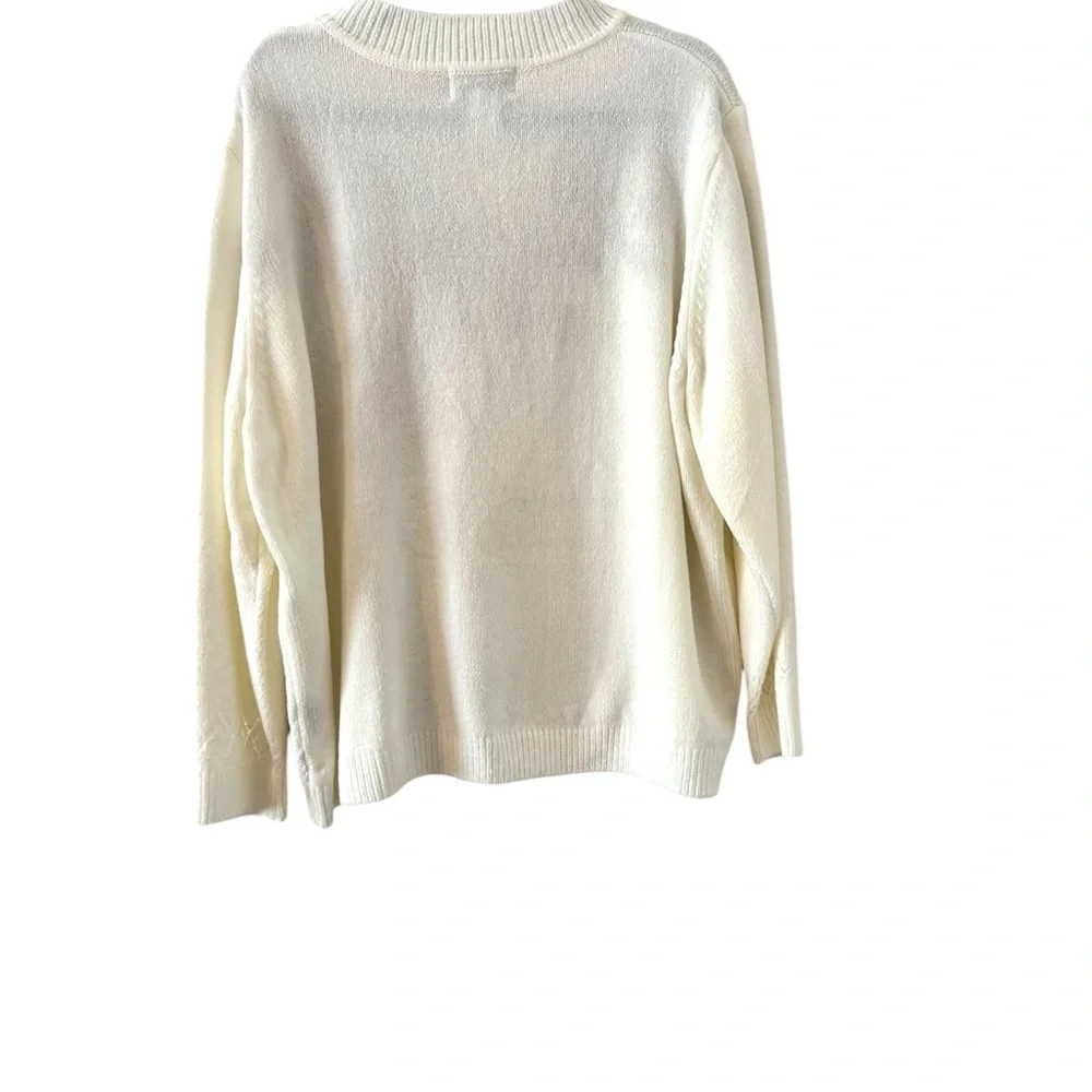 Telluride Floral Embroidered White Chenille Sweater 3x - Picture 3 of 9